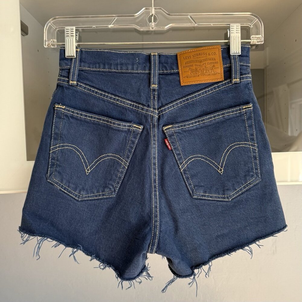 Levis Premium Ribcage Denim Shorts Super High Rise Blue Size 23